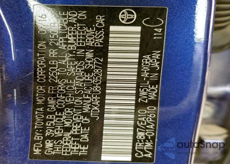 2017 Toyota Prius z USA, uszkodzony, nr VIN JTDKARFU8H3528772